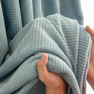 冬季加厚华夫格剪花牛奶绒床单单件浅蓝雾霾蓝色保暖加绒被单单人