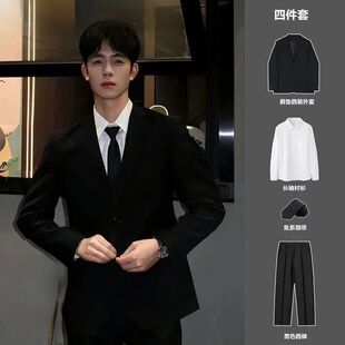 新款 全套男装 西服高档正装 男士 秋季 服学生毕业演讲班服套装 西装