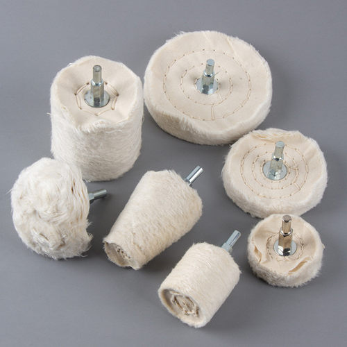 带柄白布轮镜面抛光金属不锈钢棉布轮绒布手电钻6mm打磨头 抛光轮