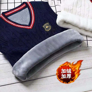 小童马甲童装 加绒加厚洋气针织衫 中大童韩版 儿童毛衣男童潮秋冬款