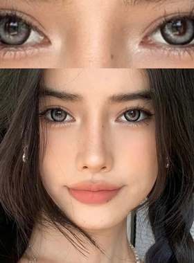 虎纹鲨灰美瞳半年抛大直径14.5亚裔混血灰色隐形眼镜官网正装TN