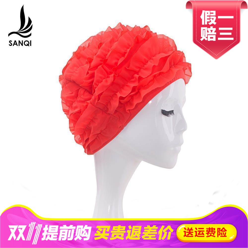 三奇纯色泳帽游泳女长发防水硅胶大号成人女士涂层温泉泳帽88806