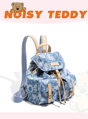 NOISY TEDDY嘻闹泰迪牛仔双肩包女2025新款潮时尚百搭大容量背包