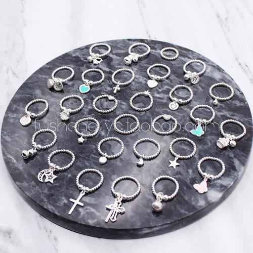 s925纯银戒指银珠吊坠银饰品学生