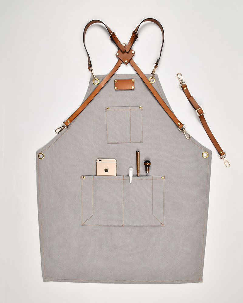 新款西餐厅广告围裙定制LOGO全棉帆布咖啡店烘培工作围裙加工定制