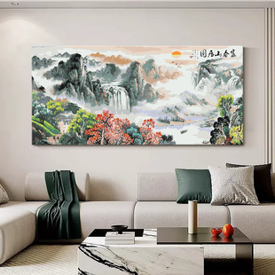 数字油画diy手工填色画富春山居图横版大幅新中式山水风景装饰画