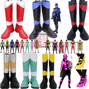 快盗战队鲁邦连者 鲁邦黄cos鞋 鲁邦X 红粉红蓝绿白cosplay鞋靴