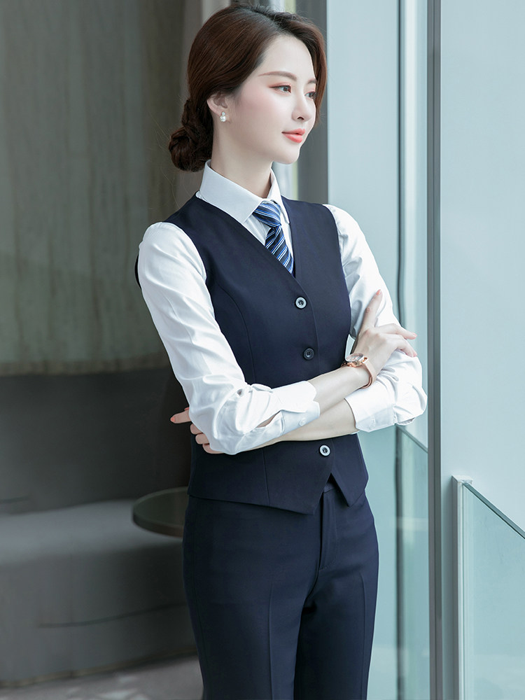 大码西装马甲女2023新款职业工装背心银行正装工作服马夹套装秋季
