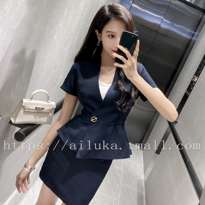 职业套裙女时尚前台工作装夏装空姐制服气质修身通勤套装夏季新款