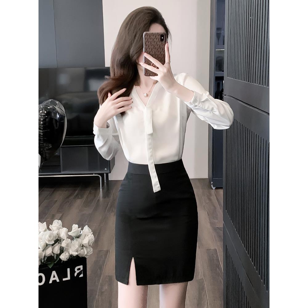 白衬衫套装裙两件套职业2024新款空姐制服礼仪工装女前台工作服春