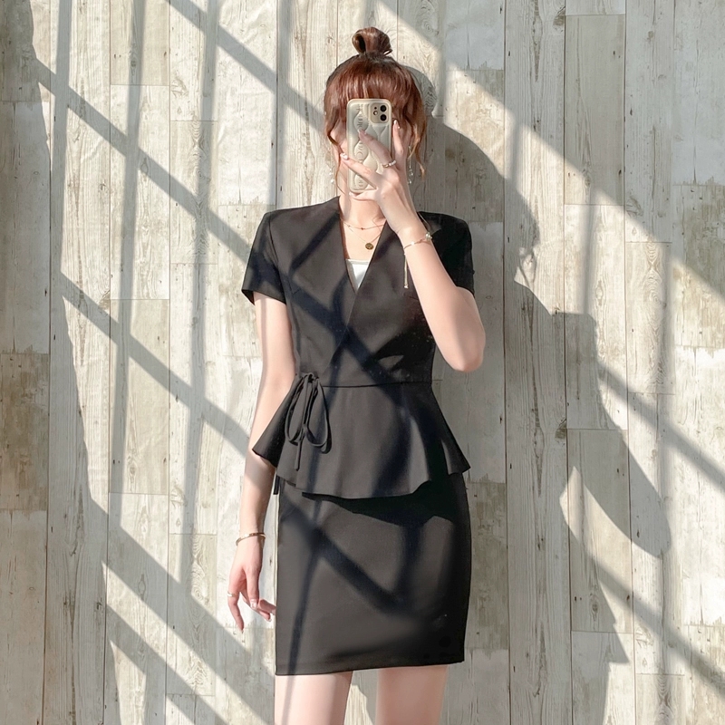 医美咨询师职业装气质女神范高端小西装工作装珠宝店短袖西服套装