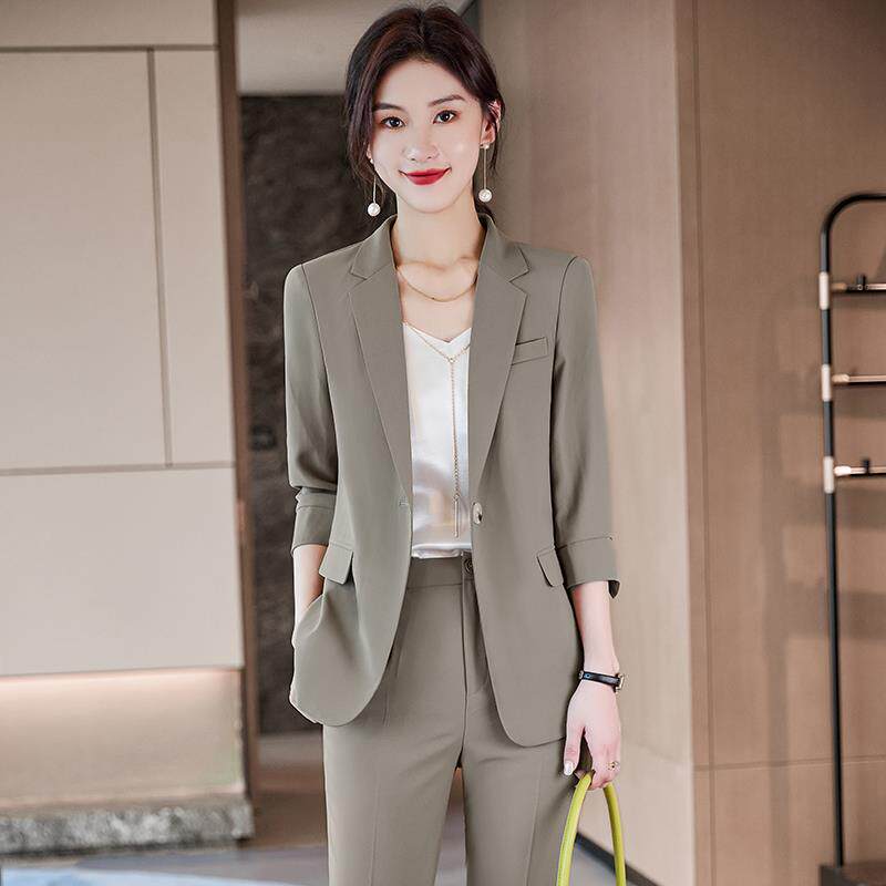 小西装外套女夏季薄款休闲西服工作服正装气质女神范职业套装夏款