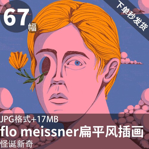 flo meissner扁平风插画集 新奇怪诞风绘画临摹参考电子图素材