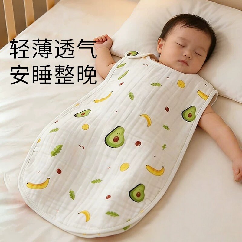 日本进口婴儿纱布睡袋薄夏小月龄新生宝宝夏天无袖背心式防踢被子