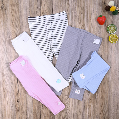 BL国内单 女宝夏季薄款打底裤子 女童宽松弹力裤子小童休闲七分裤