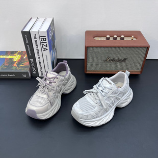 韩版厚底增高老爹鞋女2026春款百搭爆款透气显脚小轻便休闲运动鞋