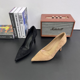 法式性感黑色编织高跟鞋女2026年春秋季新款时尚尖头细跟单鞋女鞋