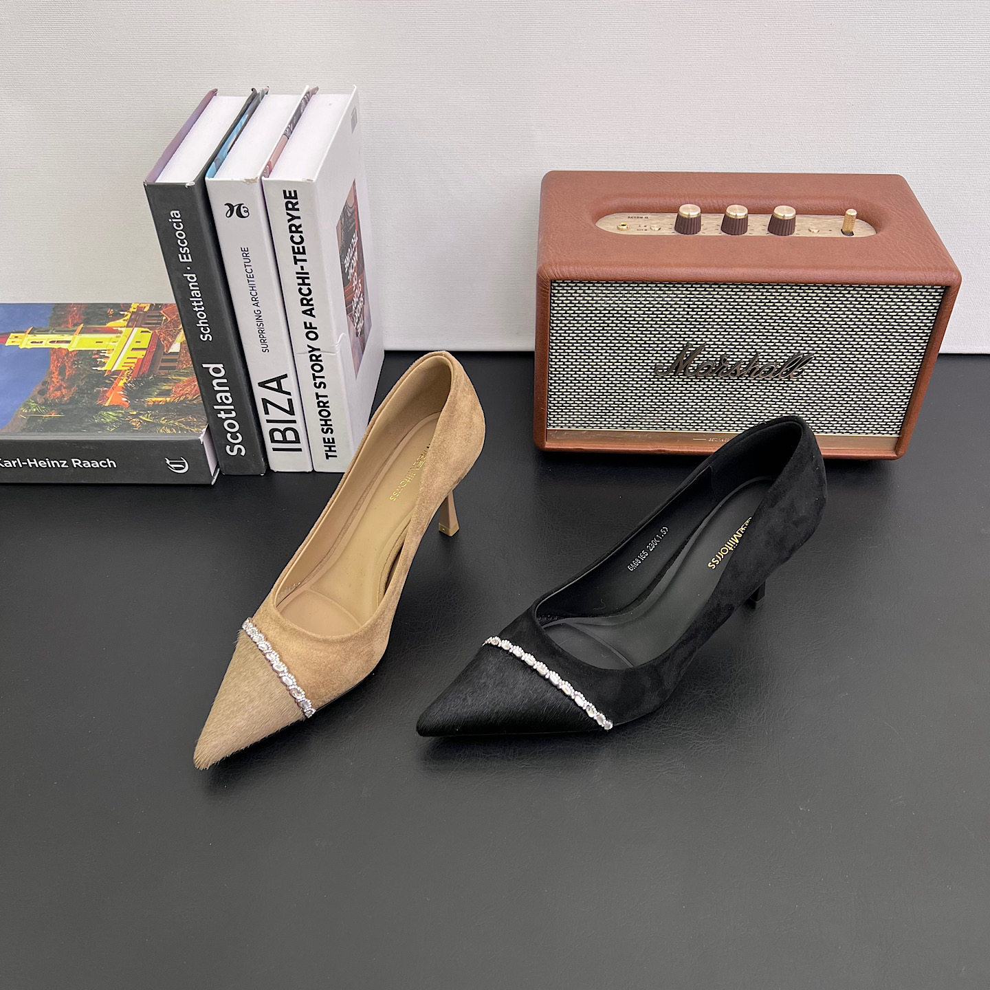 法式气质水钻高跟鞋女2026春季新款百搭细跟尖头浅口单鞋女鞋潮鞋