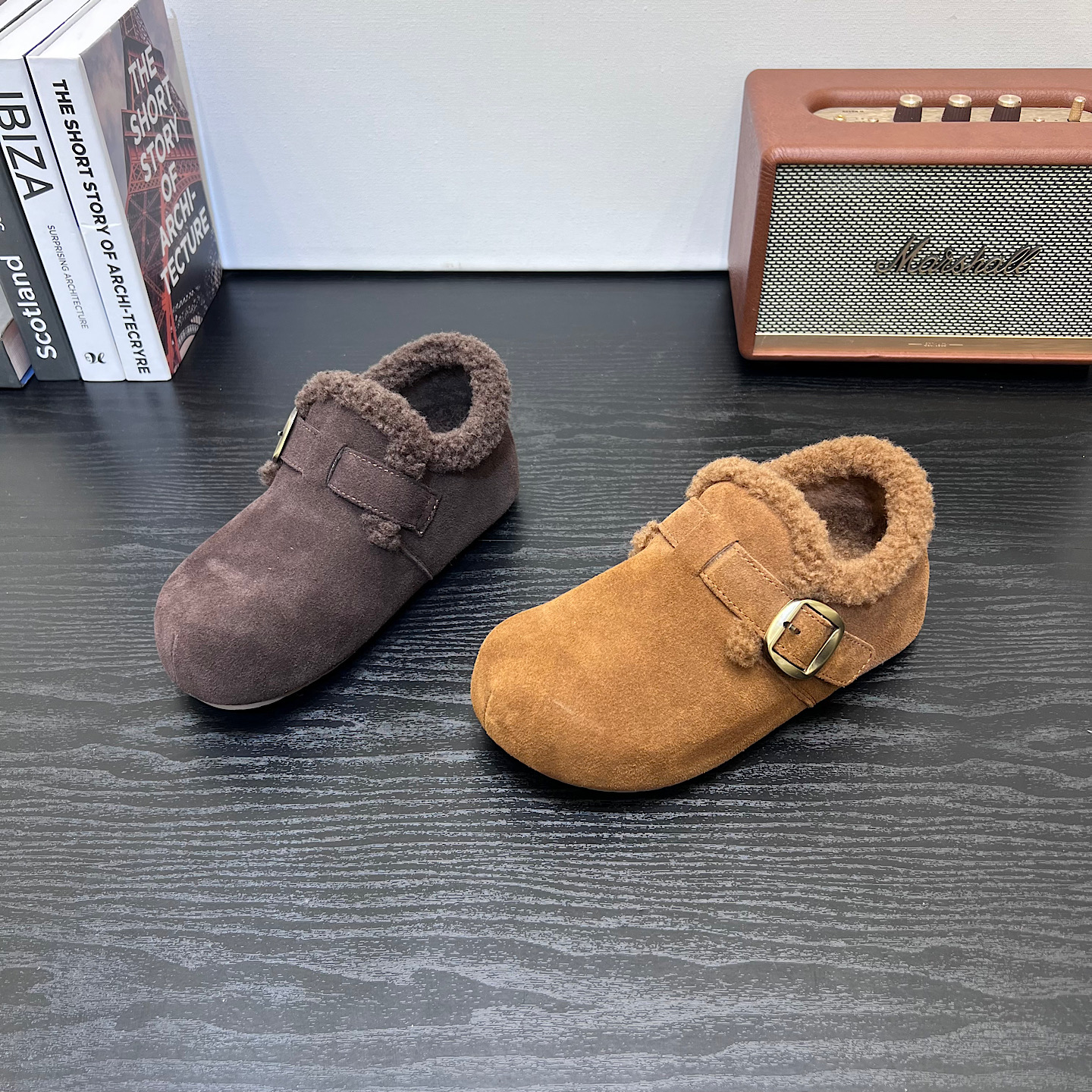 2025新款真皮内增高勃肯鞋秋冬加绒保暖鞋全包磨砂皮雪地鞋棉鞋潮