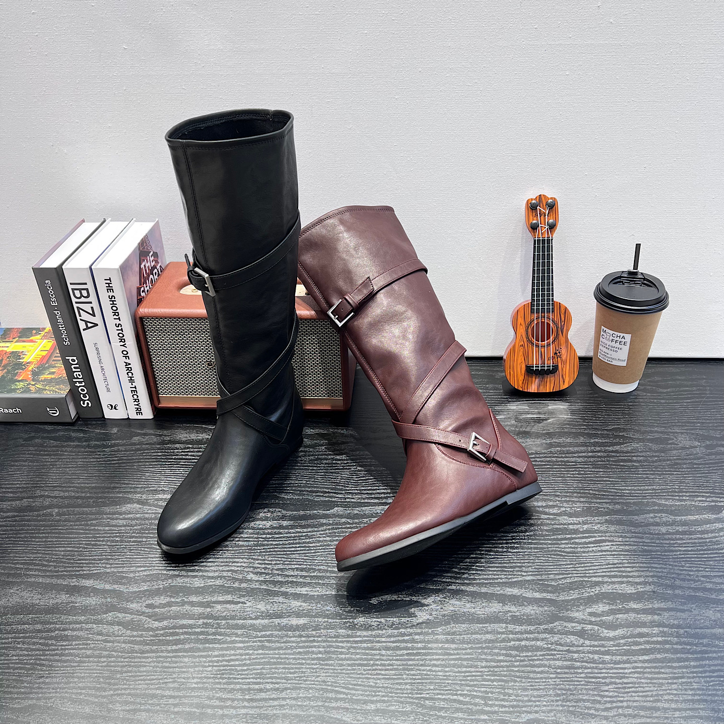 复古长靴女2025冬季新款加绒保暖骑士靴高筒靴子皮带扣马丁靴女潮