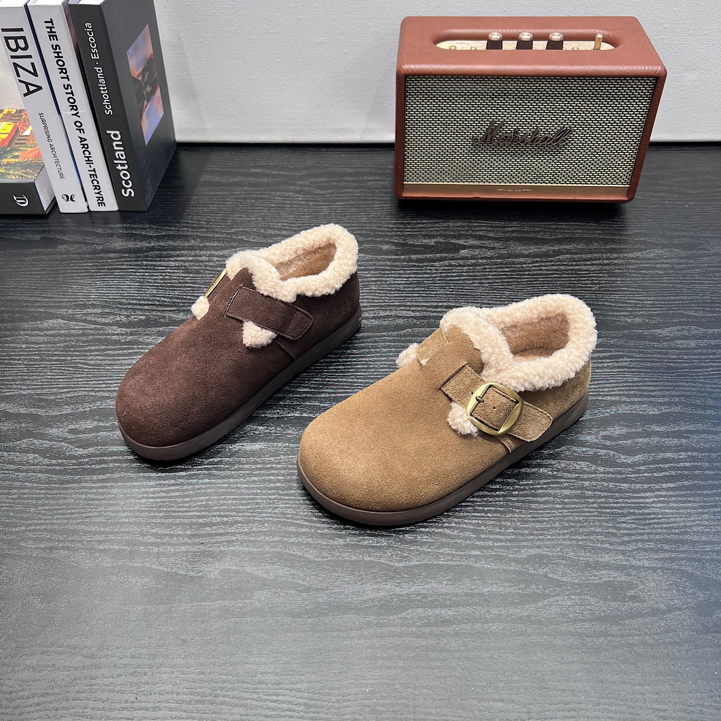 2025秋冬新款时尚百搭勃肯鞋女英伦风复古加绒保暖棉鞋韩版女鞋潮