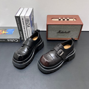 欧货软皮厚底小皮鞋女2026春季新款英伦风孟克鞋复古百搭乐福鞋潮