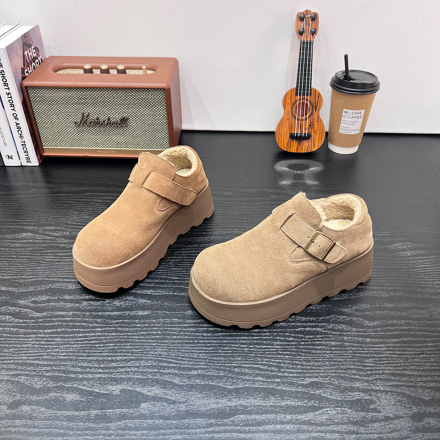 厚底增高博肯鞋女2025冬季新款加绒加厚保暖舒适时尚磨砂皮休闲鞋