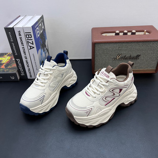 韩版透气网面老爹鞋女2026春季新款韩版百搭舒适不闷脚系带阿甘鞋