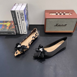 法式尖头浅口小低跟单鞋女2026春新款蝴蝶结配裙子玛丽珍软底女鞋