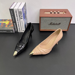 小香风浅口单鞋 法式 女鞋 女气质尖头5CM矮跟2026春季 潮 高跟鞋