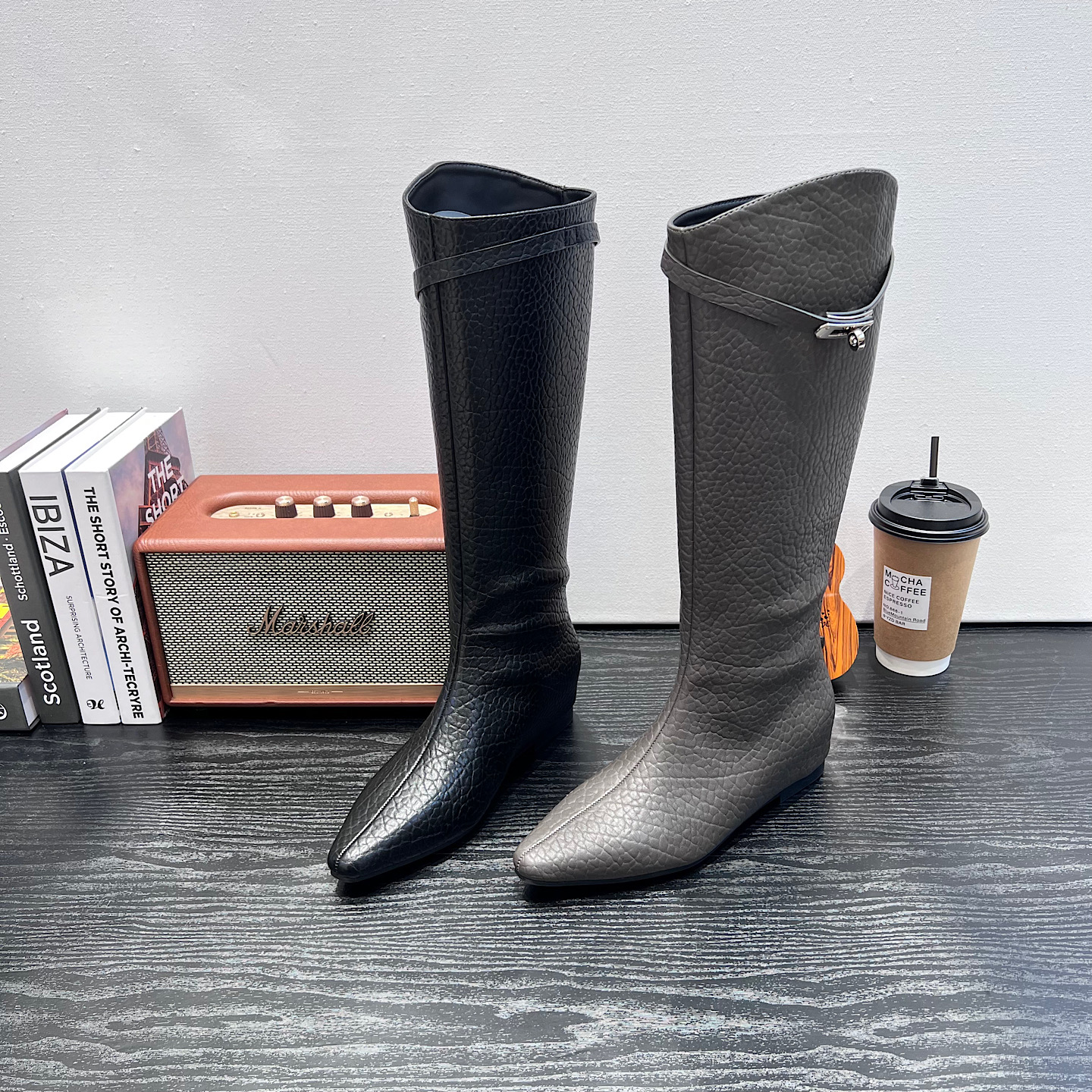 2025秋冬新款马丁靴女一脚蹬内增高不过膝长靴简约气质时装靴单靴