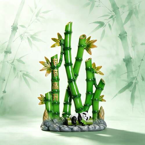 节节高升竹子熊猫摆件客厅玄关酒柜办公室国风装饰品乔迁开业礼品