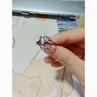 明星丁禹兮周边海棠花戒指高品质小众设计粉丝应援周边高级感指戒