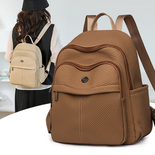 简约风双肩包女新款时尚旅游轻便小背包通勤户外徒步软皮旅行包