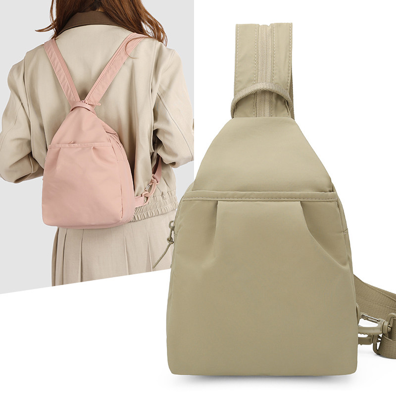 女士双肩包多功能外出运动便携斜挎胸包高颜值多层两用通勤小背包