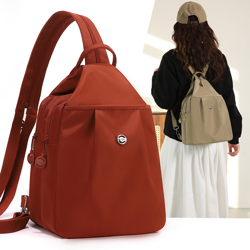 女士多层双肩包女多功能两用通勤斜挎胸包旅行户外运动旅游小背包