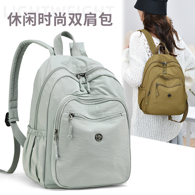 牛津布双肩包女2025秋冬新款百搭旅游轻便大容量书包通勤电脑背包