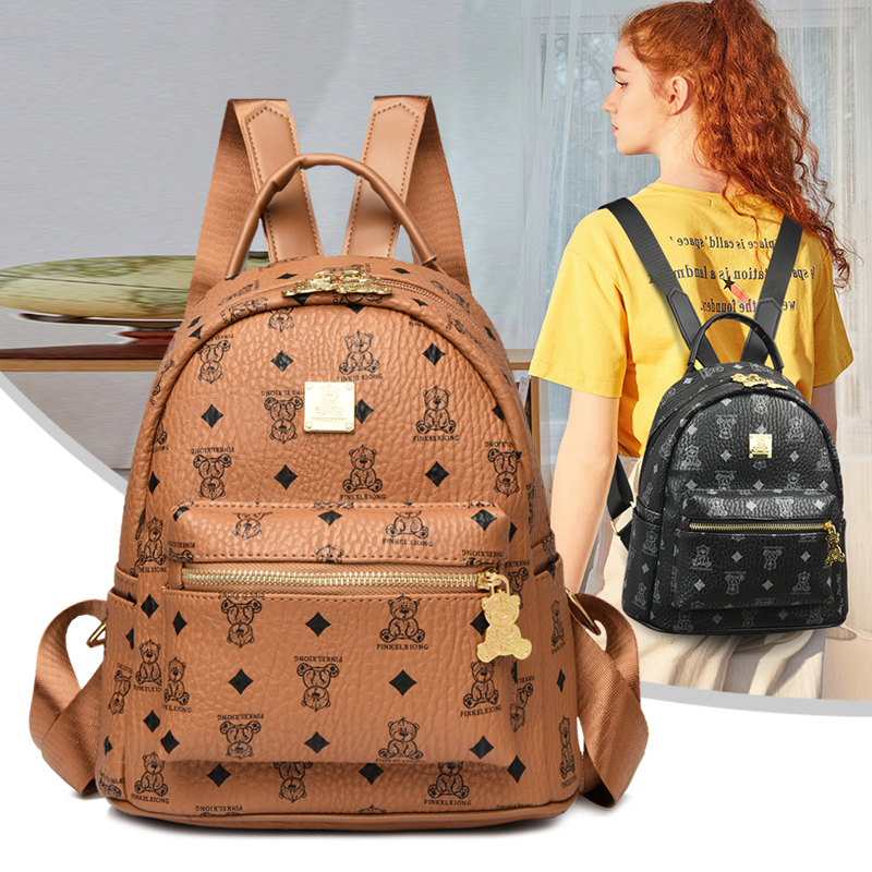 轻奢复古印花双肩包2025新款