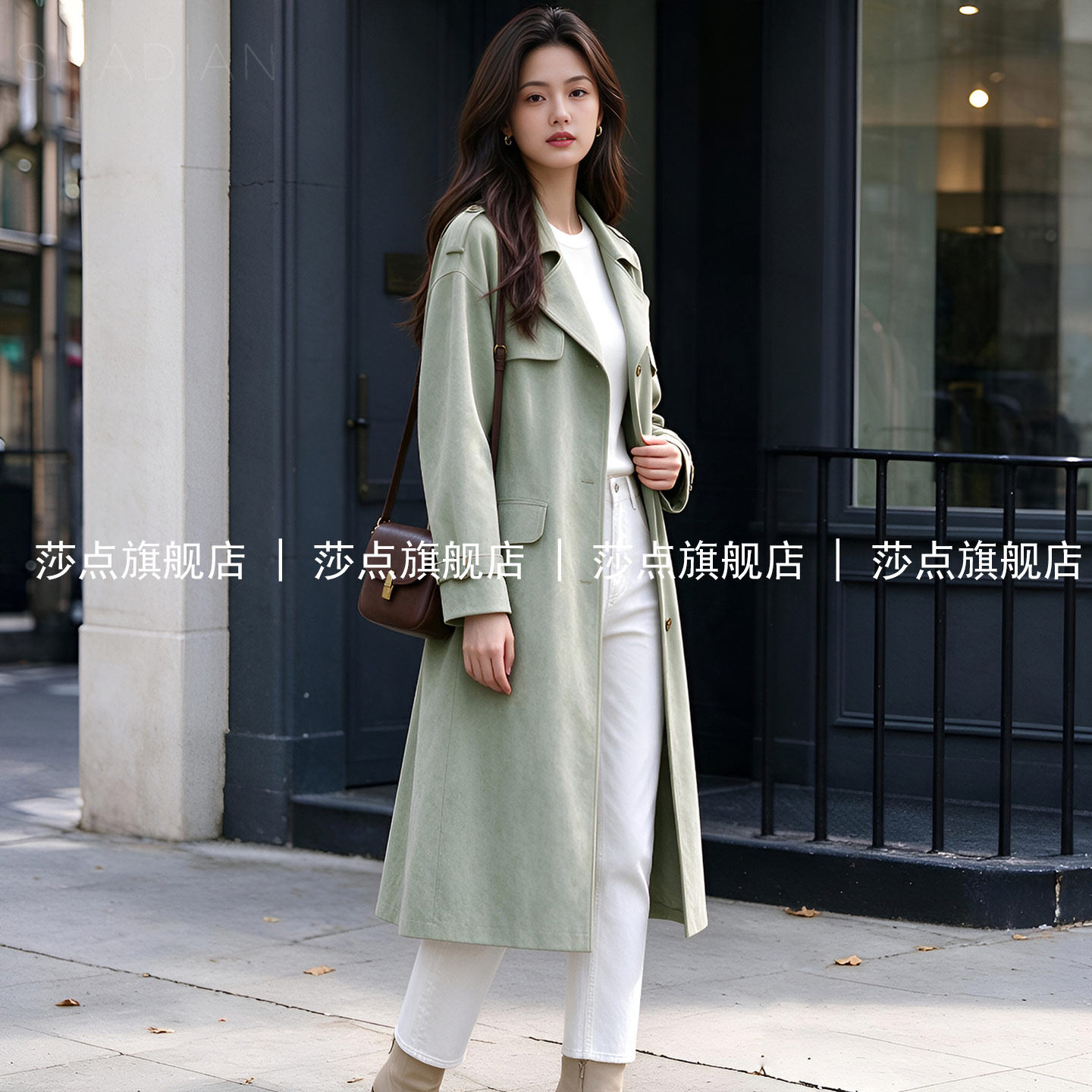 麂皮绒西装领单排扣毛呢外套女冬