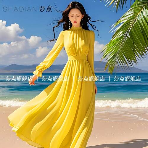 雪纺连衣裙女夏气质沙滩裙