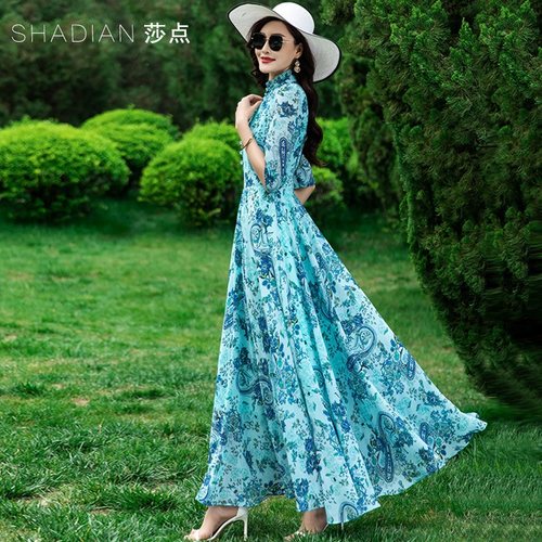 莎点淑女大摆雪纺长裙