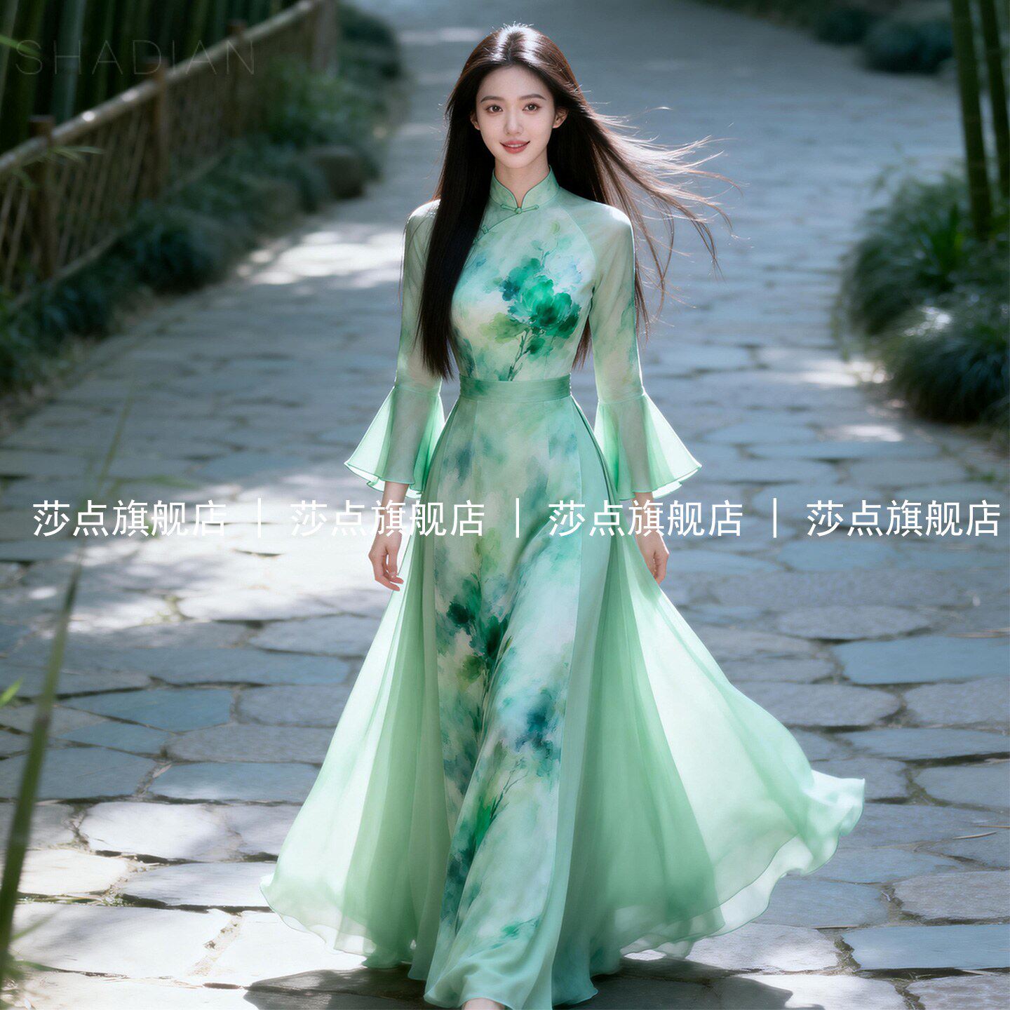 新中式国风奥黛连衣裙女夏碎花裙