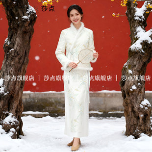 气质裙子套装 2025新款 高级感 国风半身裙长裙两件套裙装 白色新中式