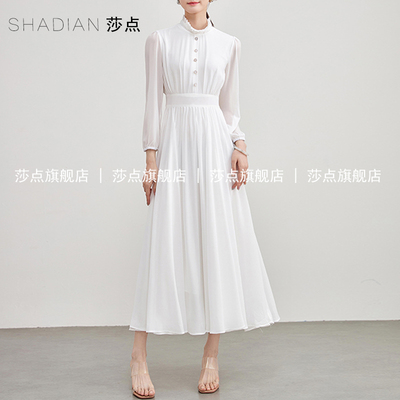 白色仙女裙长款2025新款三亚出游拍照度假沙滩裙长袖连衣裙长裙