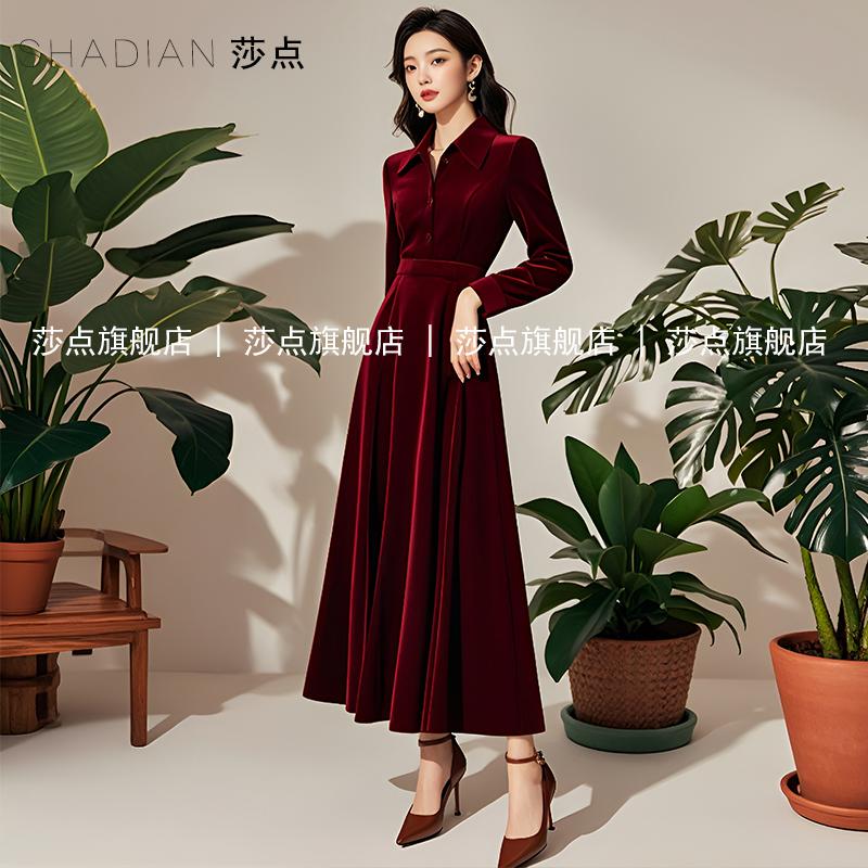 丝绒连衣裙早春新娘精致女装莎点