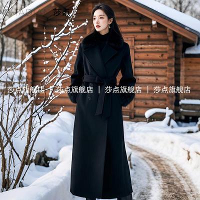 冬季女加厚长款毛呢大衣外套莎点
