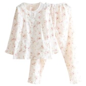 梭织水洗棉布睡衣家居服套装 超美卡通可爱薄款 春夏季 睡衣女式 长袖