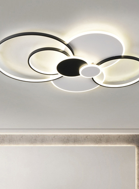 设计师客厅黑色吸顶灯新款主卧室灯意式金色现代简约大气家用灯具