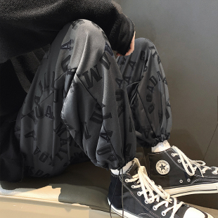 hiphop炸街裤子男痞帅宽松束脚潮流ins春秋潮牌九分运动裤ulzzang