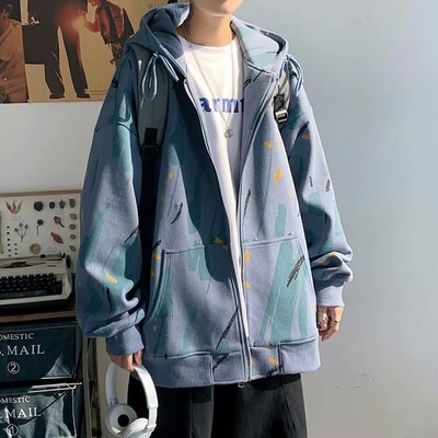迷彩扎染外套男女开衫连帽卫衣